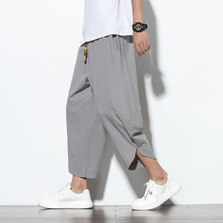 Pantaloni harem da uomo casual estivi con coulisse, lunghezza 7-8, con tasche, con stampa Buddha Stones. - image 6