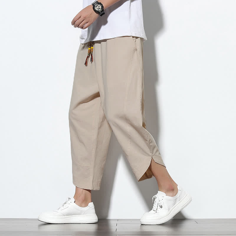 Pantaloni harem da uomo casual estivi con coulisse, lunghezza 7-8, con tasche, con stampa Buddha Stones. - image 12