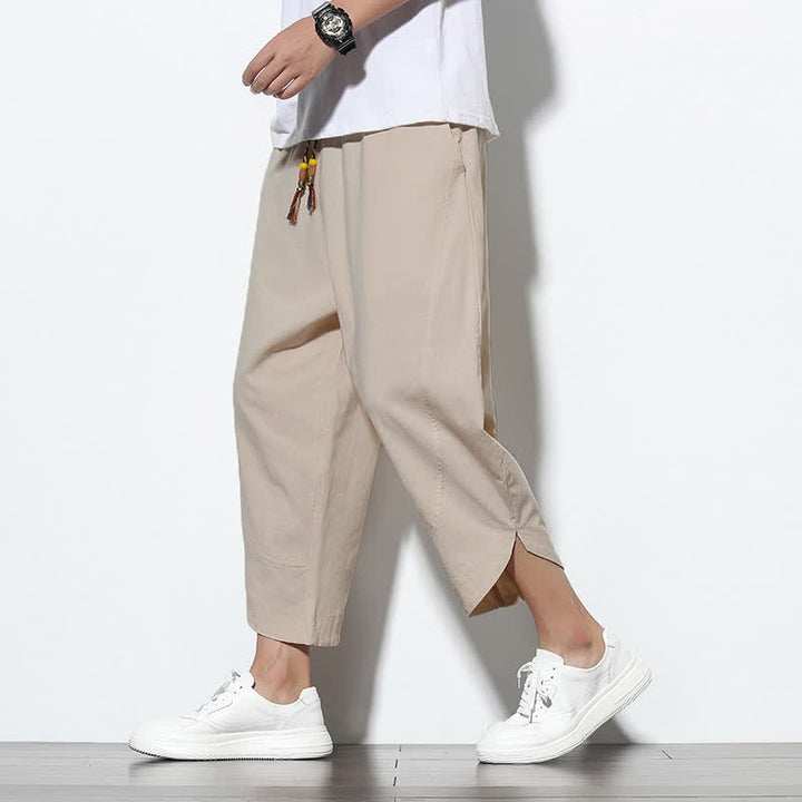 Pantaloni harem da uomo casual estivi con coulisse, lunghezza 7-8, con tasche, con stampa Buddha Stones. - image 12