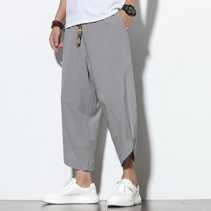 Pantaloni harem da uomo casual estivi con coulisse, lunghezza 7-8, con tasche, con stampa Buddha Stones. - image 3