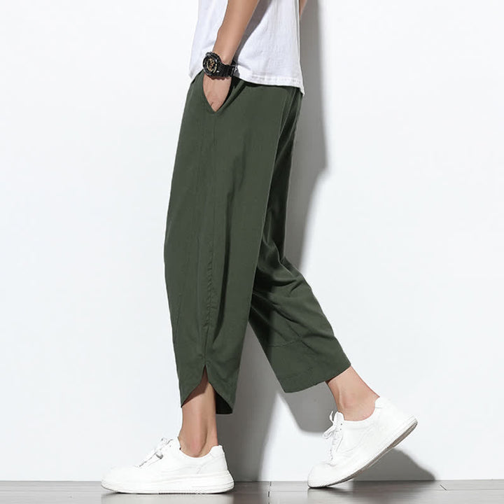 Pantaloni harem da uomo casual estivi con coulisse, lunghezza 7-8, con tasche, con stampa Buddha Stones. - image 35