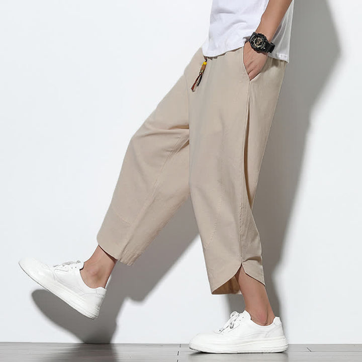 Pantaloni harem da uomo casual estivi con coulisse, lunghezza 7-8, con tasche, con stampa Buddha Stones. - image 16