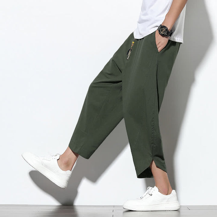 Pantaloni harem da uomo casual estivi con coulisse, lunghezza 7-8, con tasche, con stampa Buddha Stones. - image 37