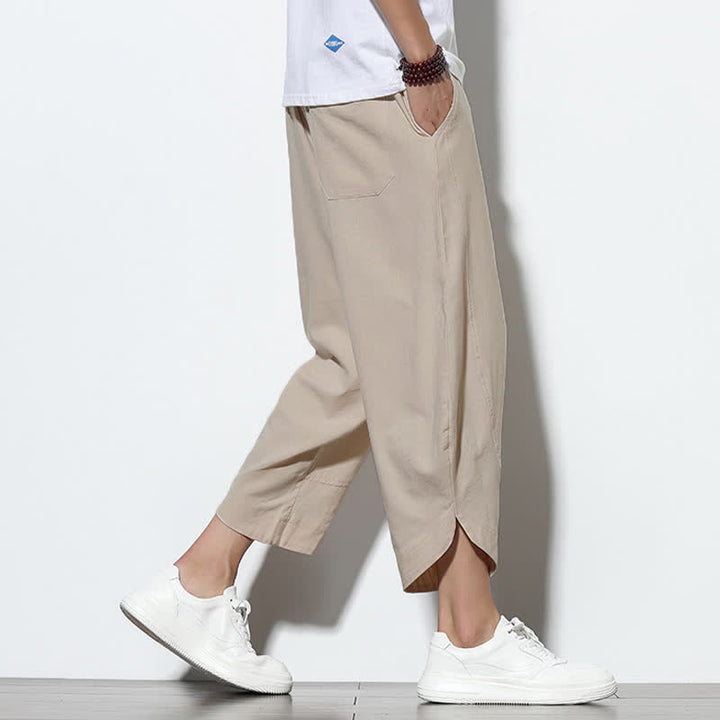 Pantaloni harem da uomo casual estivi con coulisse, lunghezza 7-8, con tasche, con stampa Buddha Stones. - image 11