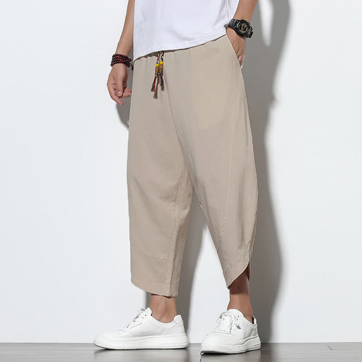 Pantaloni harem da uomo casual estivi con coulisse, lunghezza 7-8, con tasche, con stampa Buddha Stones. - image 15