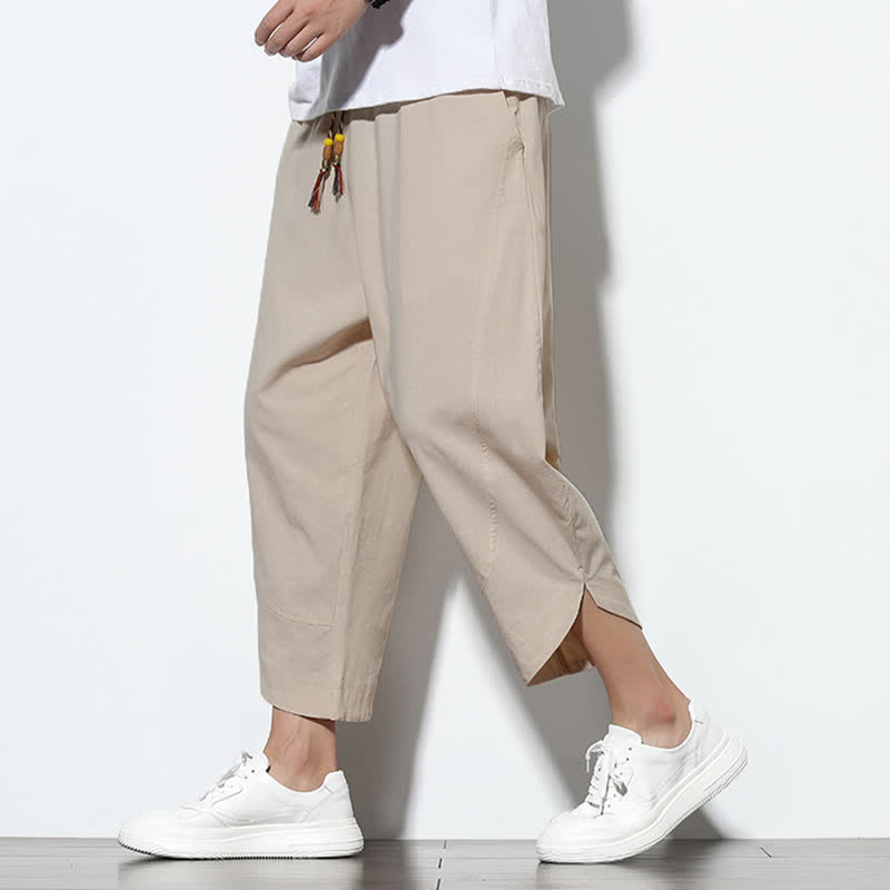 Pantaloni harem da uomo casual estivi con coulisse, lunghezza 7-8, con tasche, con stampa Buddha Stones. - image 14