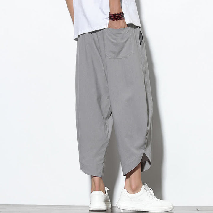 Pantaloni harem da uomo casual estivi con coulisse, lunghezza 7-8, con tasche, con stampa Buddha Stones. - image 5