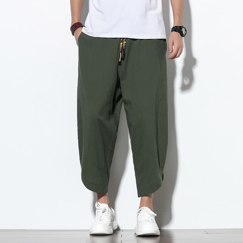 Pantaloni harem da uomo casual estivi con coulisse, lunghezza 7-8, con tasche, con stampa Buddha Stones. - image 36
