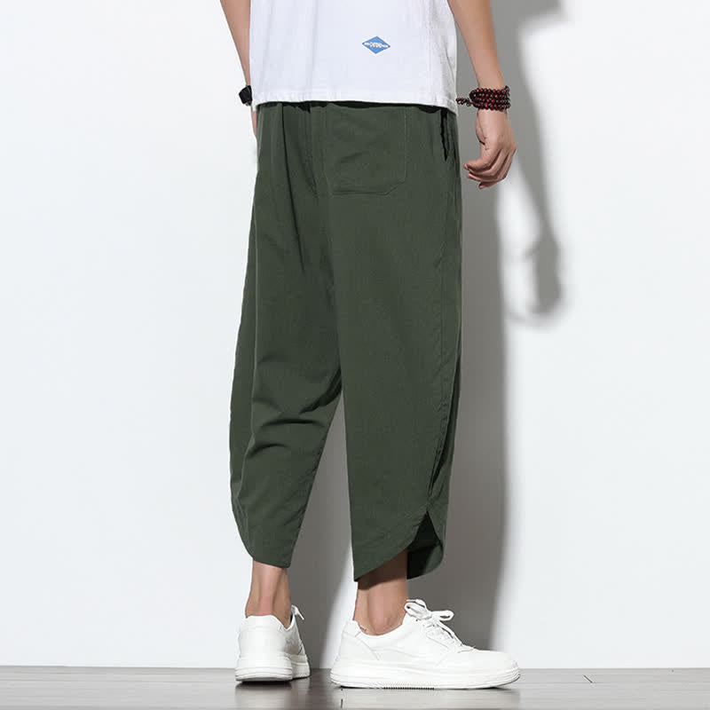 Pantaloni harem da uomo casual estivi con coulisse, lunghezza 7-8, con tasche, con stampa Buddha Stones. - image 34