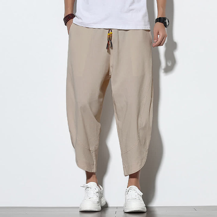 Pantaloni harem da uomo casual estivi con coulisse, lunghezza 7-8, con tasche, con stampa Buddha Stones. - image 13