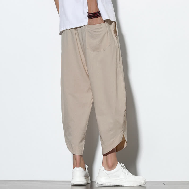Pantaloni harem da uomo casual estivi con coulisse, lunghezza 7-8, con tasche, con stampa Buddha Stones. - image 10