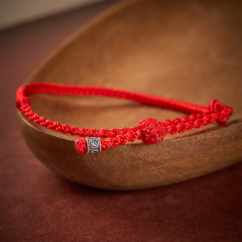 Buddha Stones Bracciale protettivo Yin Yang in argento sterling 925 con filo rosso - Filo rosso - 6,3–7,1 pollici (16–18 cm) - image 10