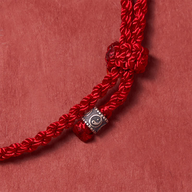 Buddha Stones Bracciale protettivo Yin Yang in argento sterling 925 con filo rosso - image 4