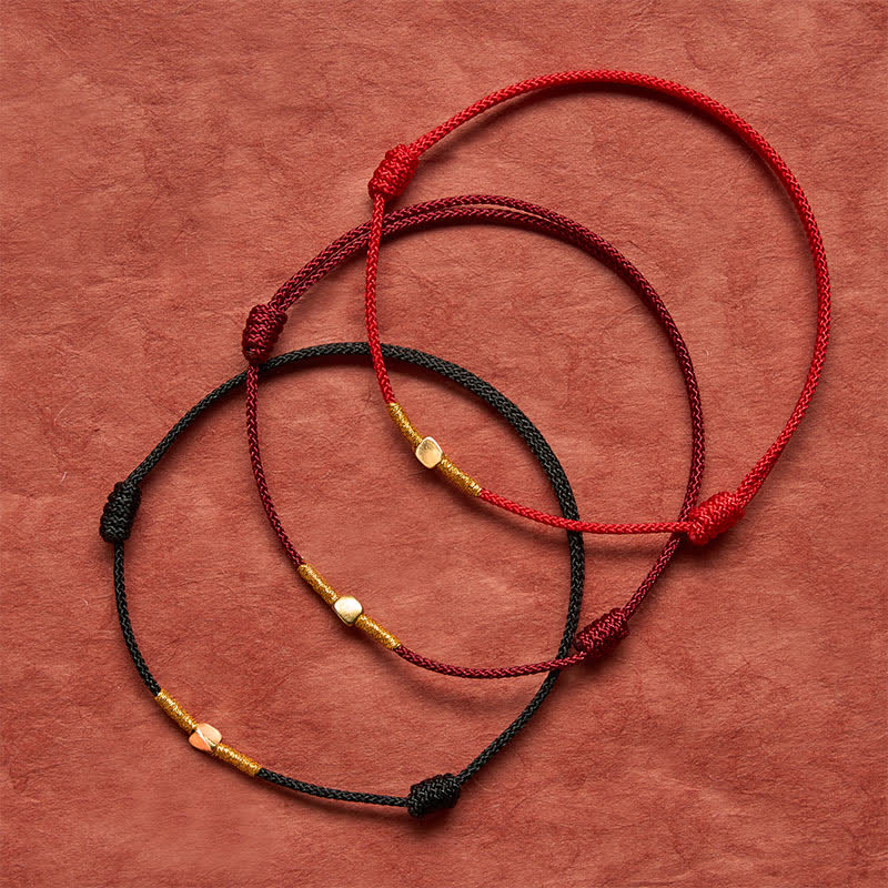 Buddha Stones Bracciale a corda intrecciata protettiva in argento sterling 925 con perline dorate. - image 12