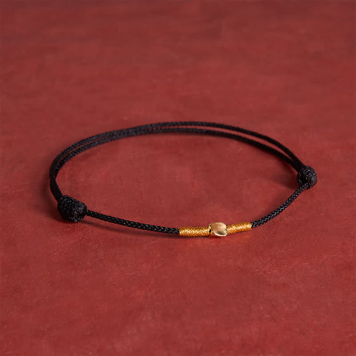 Buddha Stones Bracciale a corda intrecciata protettiva in argento sterling 925 con perline dorate. - Nero (Circonferenza del polso: 18 cm) - image 9