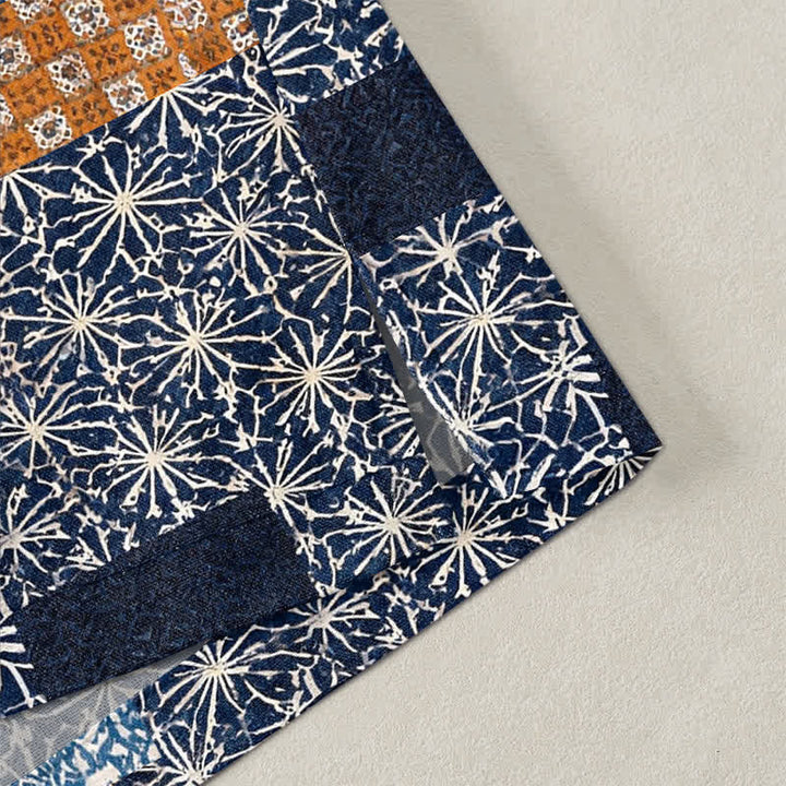 Buddha Stones Kimono da uomo in cotone con motivo a blocchi geometrici e apertura frontale, realizzato con patchwork. - image 4