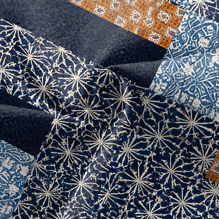 Buddha Stones Kimono da uomo in cotone con motivo a blocchi geometrici e apertura frontale, realizzato con patchwork. - image 5