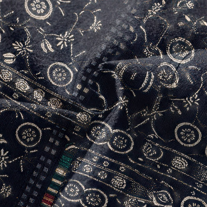 Buddha Stones Kimono da uomo in cotone con apertura frontale e motivo patchwork geometrico tribale. - image 5