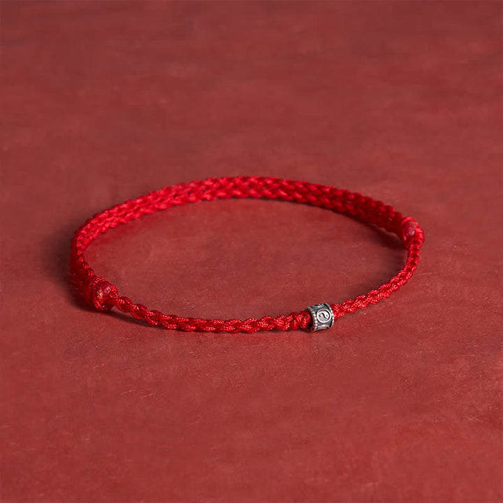 Buddha Stones Bracciale/cavigliera protettiva Yin Yang in argento sterling 925 con cordino nero e rosso - image 3