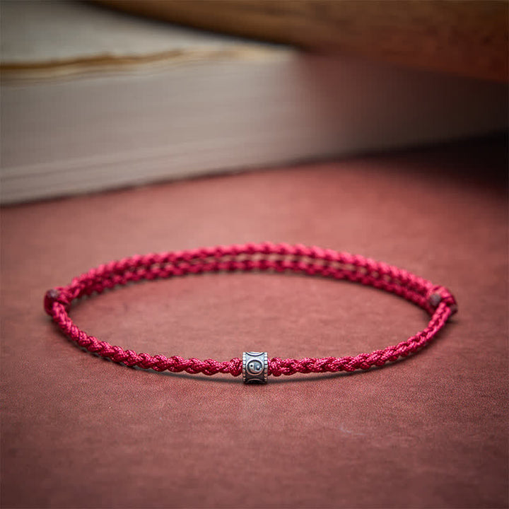 Buddha Stones Bracciale/cavigliera protettiva Yin Yang in argento sterling 925 con cordino nero e rosso - image 12