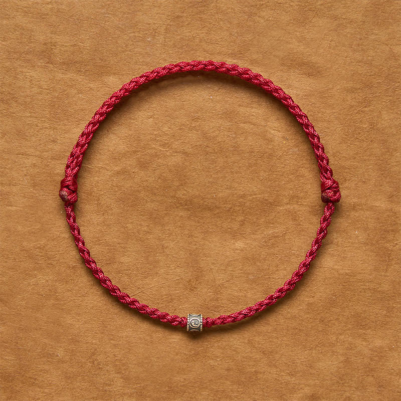 Buddha Stones Bracciale/cavigliera protettiva Yin Yang in argento sterling 925 con cordino nero e rosso - image 11