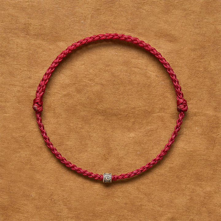 Buddha Stones Bracciale/cavigliera protettiva Yin Yang in argento sterling 925 con cordino nero e rosso - image 11