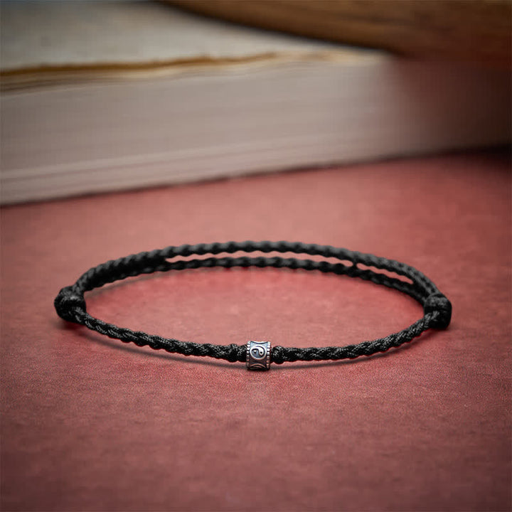 Buddha Stones Bracciale/cavigliera protettiva Yin Yang in argento sterling 925 con cordino nero e rosso - image 17