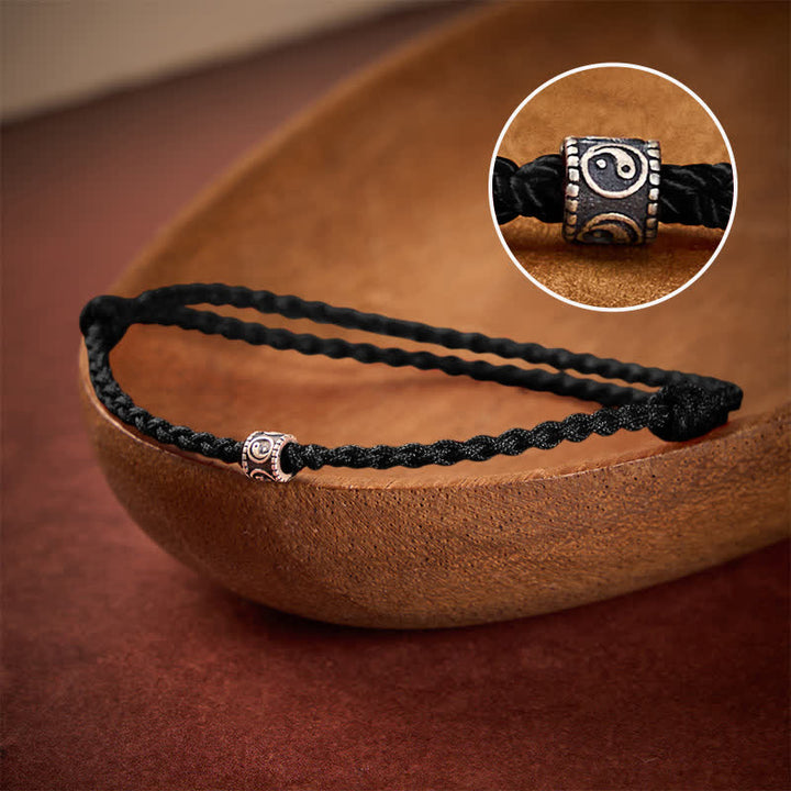 Buddha Stones Bracciale/cavigliera protettiva Yin Yang in argento sterling 925 con cordino nero e rosso - Filo nero - Circonferenza della cavigliera: 6,3–10,2 pollici (16–26 cm) - image 15