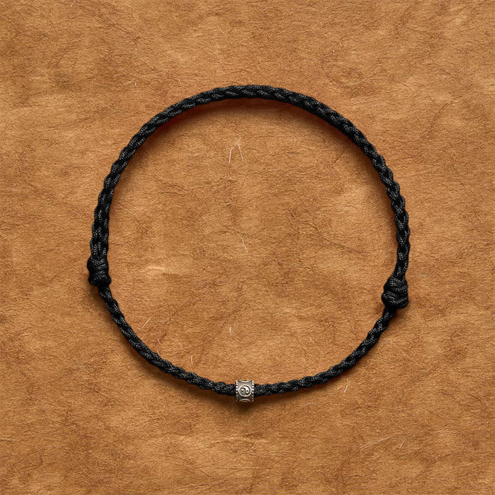 Buddha Stones Bracciale/cavigliera protettiva Yin Yang in argento sterling 925 con cordino nero e rosso - image 16