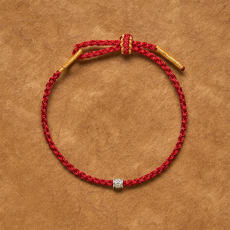 Buddha Stones Bracciale minimalista in argento sterling 925 con cordino nero e rosso, protezione per monete cinesi. - image 1