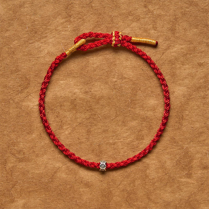 Buddha Stones Braccialetto portafortuna con perline Om Mani Padme Hum in argento sterling 925, con filo nero e rosso. - image 11