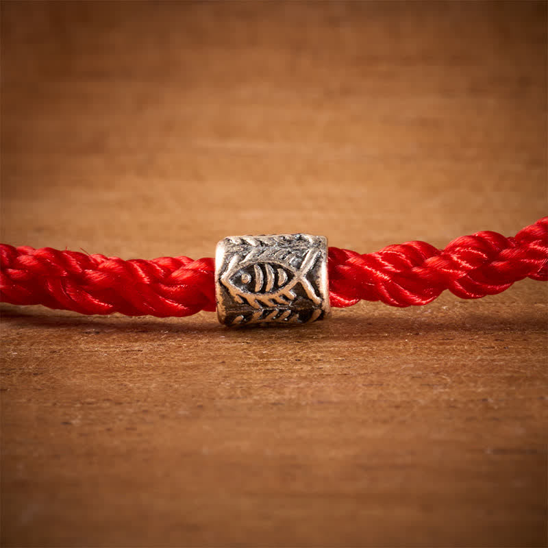 Buddha Stones Bracciale di protezione con carpa koi in argento sterling 925 con cordino rosso - image 5