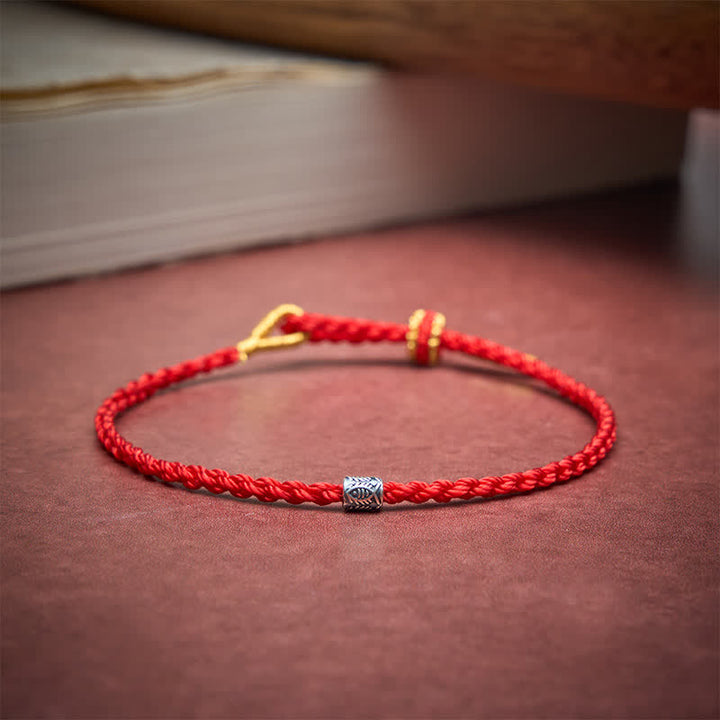 Buddha Stones Bracciale di protezione con carpa koi in argento sterling 925 con cordino rosso - image 2