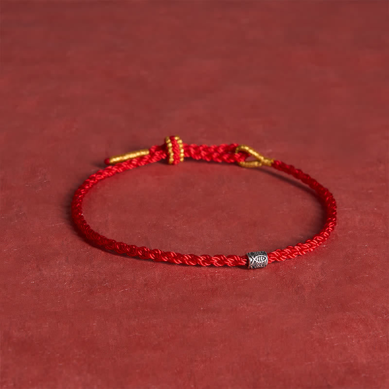 Buddha Stones Bracciale di protezione con carpa koi in argento sterling 925 con cordino rosso - image 3