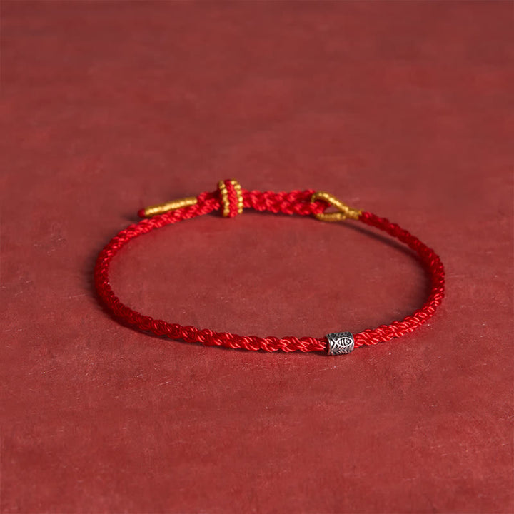 Buddha Stones Bracciale di protezione con carpa koi in argento sterling 925 con cordino rosso - image 3