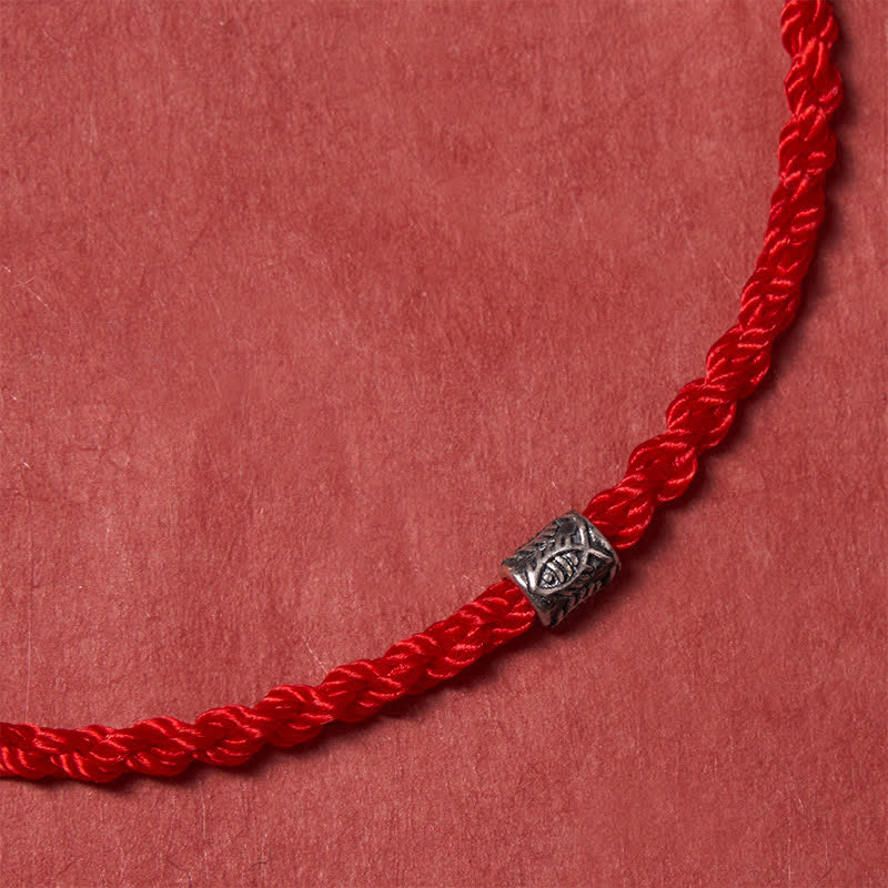 Buddha Stones Bracciale di protezione con carpa koi in argento sterling 925 con cordino rosso - image 4
