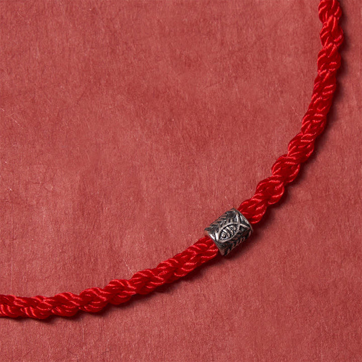 Buddha Stones Bracciale di protezione con carpa koi in argento sterling 925 con cordino rosso - image 4