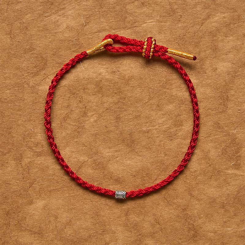 Buddha Stones Bracciale di protezione con carpa koi in argento sterling 925 con cordino rosso - image 11