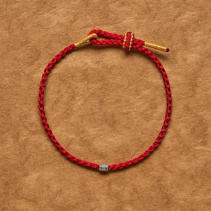 Buddha Stones Bracciale di protezione con carpa koi in argento sterling 925 con cordino rosso - image 11