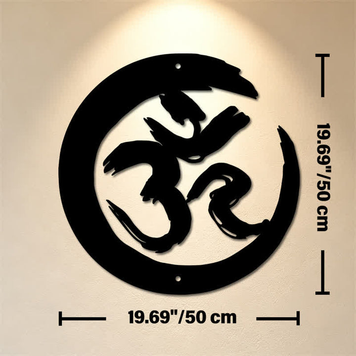 Buddha Stones Decorazione murale in metallo con cerchio OM nero, simbolo di consapevolezza e significato. - Circa 50 cm x 50 cm x 0,12 cm / 19,69 pollici x 19,69 pollici x 0,05 pollici - image 10