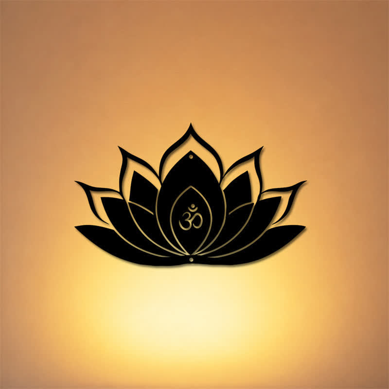 Buddha Stones Silhouette di loto OM, simbolo zen, in ferro, decorazione murale con simboli significativi - image 0