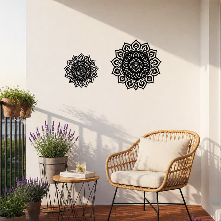 Buddha Stones Decorazione murale rotonda con mandala, simbolo di consapevolezza e ricchezza, in ferro e metallo. - image 9
