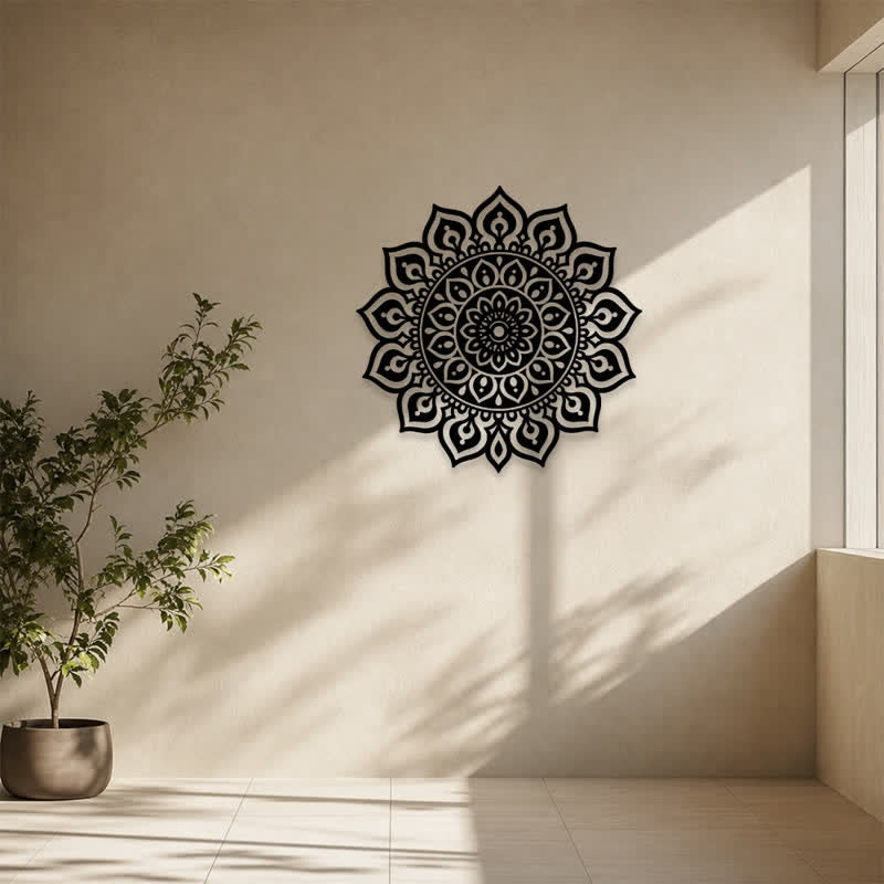 Buddha Stones Decorazione murale rotonda con mandala, simbolo di consapevolezza e ricchezza, in ferro e metallo. - image 11