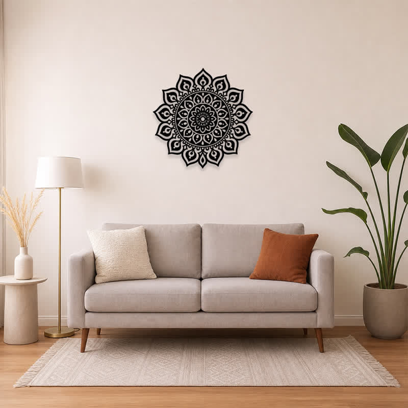 Buddha Stones Decorazione murale rotonda con mandala, simbolo di consapevolezza e ricchezza, in ferro e metallo. - image 13