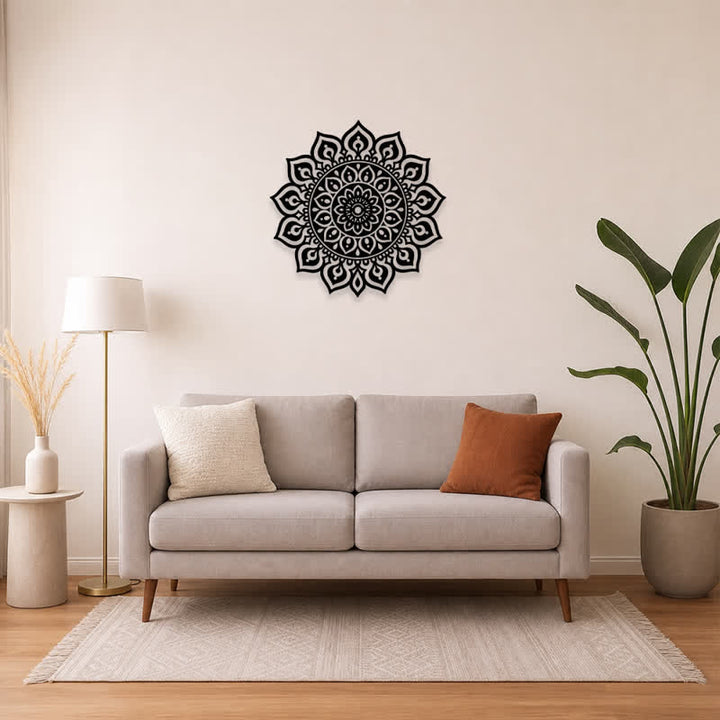 Buddha Stones Decorazione murale rotonda con mandala, simbolo di consapevolezza e ricchezza, in ferro e metallo. - image 13