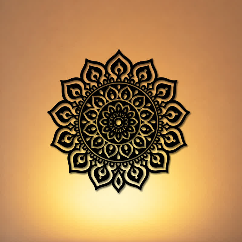 Buddha Stones Decorazione murale rotonda con mandala, simbolo di consapevolezza e ricchezza, in ferro e metallo. - image 0