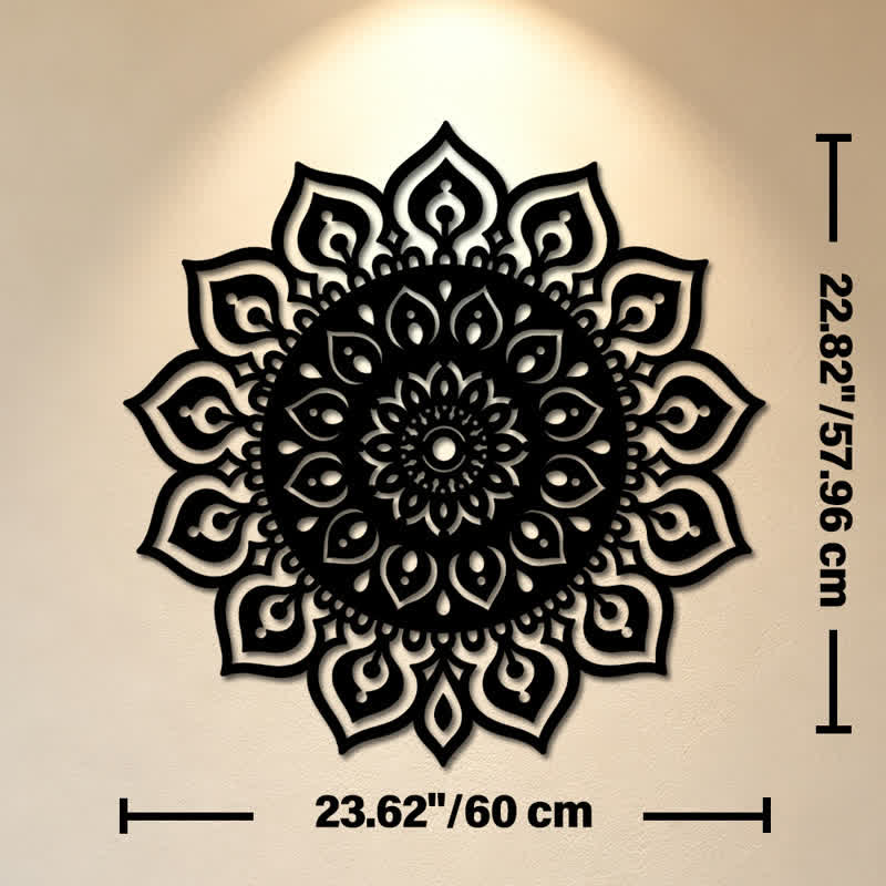 Buddha Stones Decorazione murale rotonda con mandala, simbolo di consapevolezza e ricchezza, in ferro e metallo. - Circa 60 cm x 57,96 cm x 0,12 cm / 23,62 pollici x 22,82 pollici x 0,05 pollici - image 12
