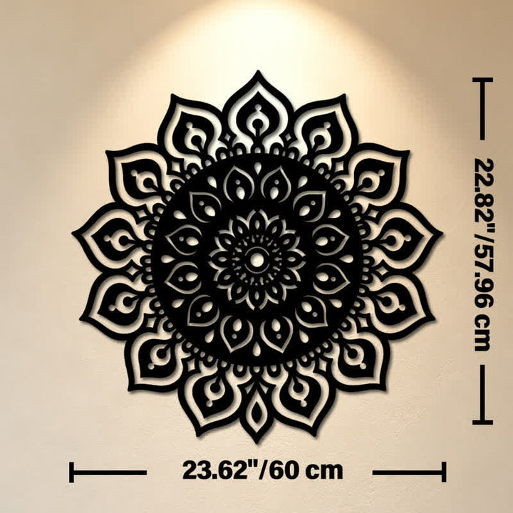 Buddha Stones Decorazione murale rotonda con mandala, simbolo di consapevolezza e ricchezza, in ferro e metallo. - Circa 60 cm x 57,96 cm x 0,12 cm / 23,62 pollici x 22,82 pollici x 0,05 pollici - image 12