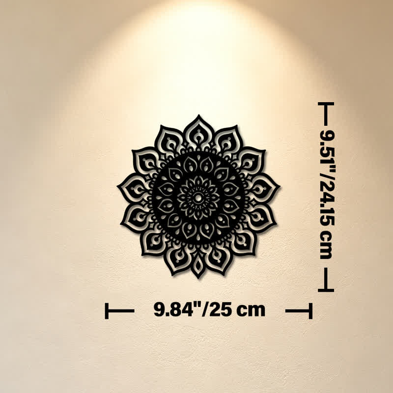 Buddha Stones Decorazione murale rotonda con mandala, simbolo di consapevolezza e ricchezza, in ferro e metallo. - Circa 25 cm x 24,15 cm x 0,1 cm / 9,84 pollici x 9,51 pollici x 0,04 pollici - image 2