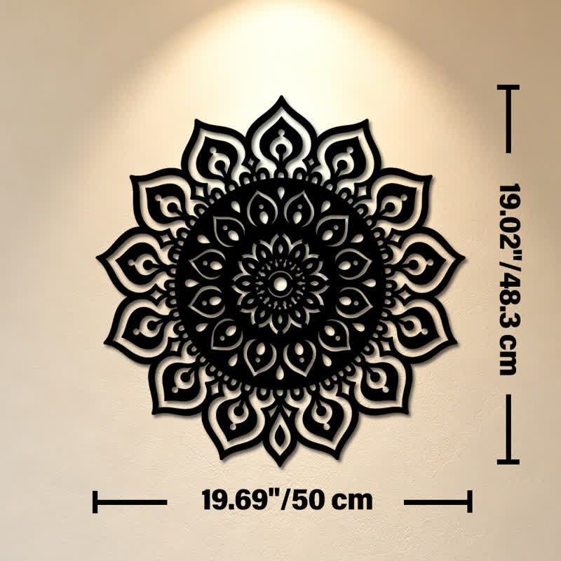 Buddha Stones Decorazione murale rotonda con mandala, simbolo di consapevolezza e ricchezza, in ferro e metallo. - Circa 50 cm x 48,30 cm x 0,12 cm / 19,69 pollici x 19,02 pollici x 0,05 pollici - image 10